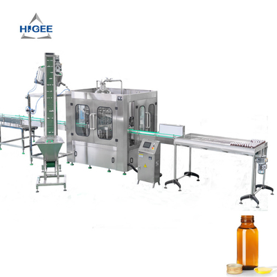 China Máquina de tapado de llenado de líquido de jarabe de botella de vidrio de 30ml 60ml 100ml farmacéutica con máquina de etiquetado autoadhesivo proveedor
