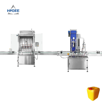 CHINA HIGEE jerry puede 5 litros de líquido químico de llenado máquina de tapón con máquina de etiquetado proveedor